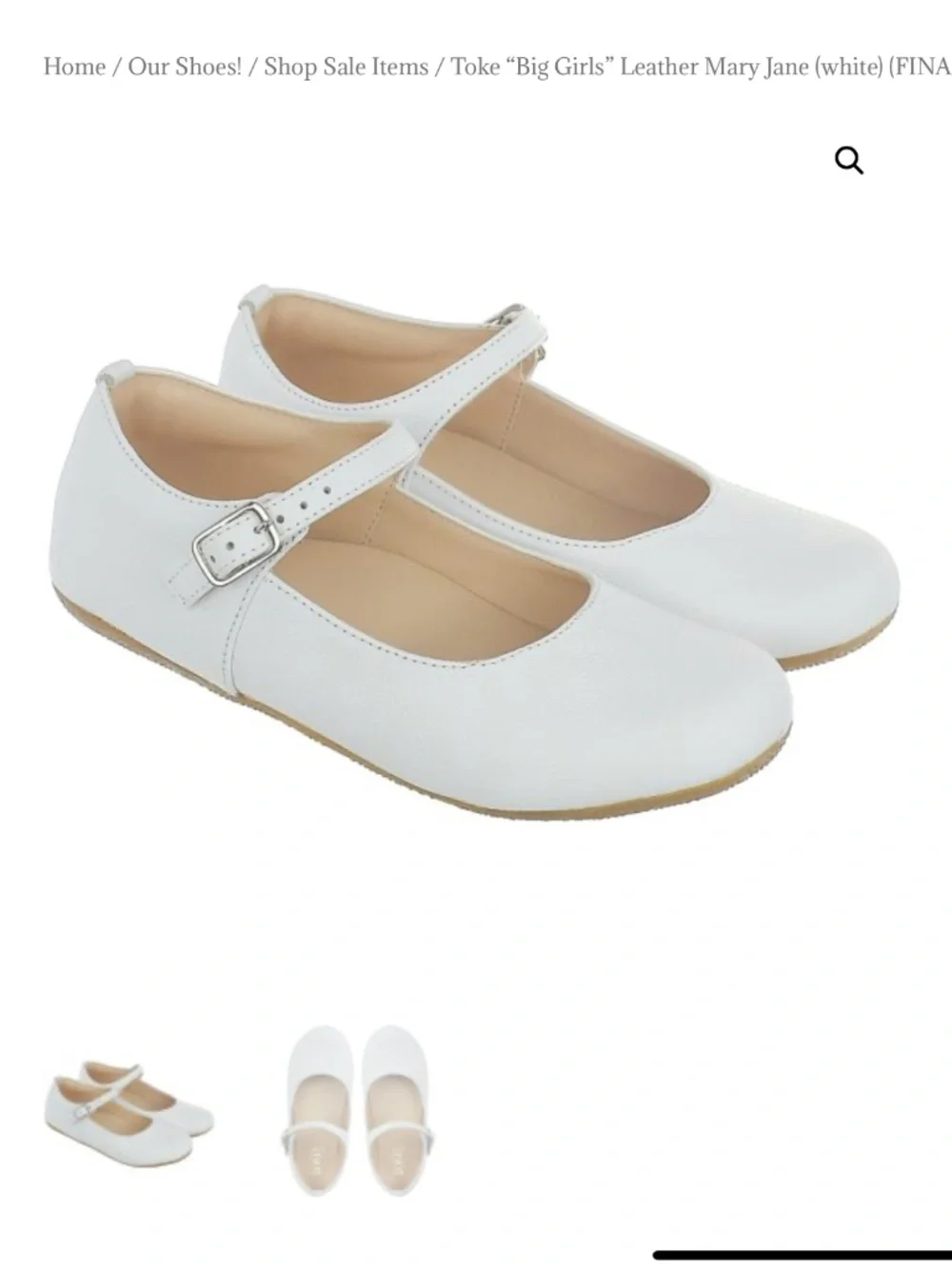 Sweet Classic Toke Leather White Mary Jane Shoes Size EU25/8.5 Toddler